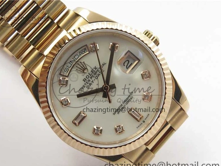 Day-Date Dial President RG on 128239 MOP Best Bp Edition Maker White Crystral Markers 36 Bracelet RG 0715